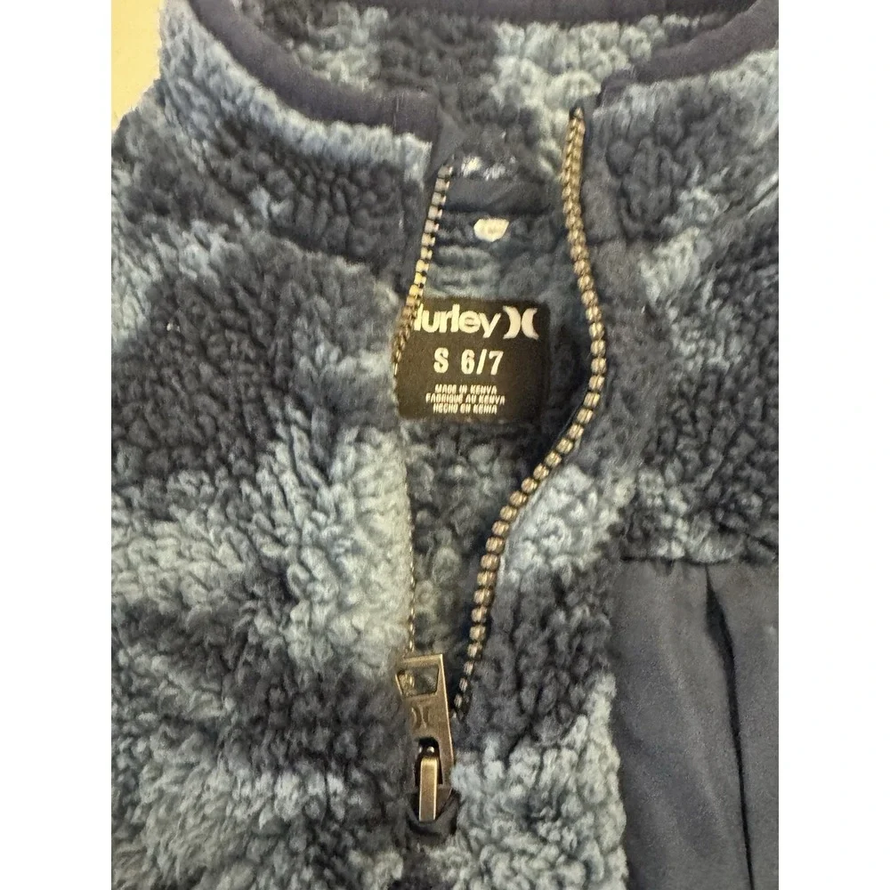 Hurley Boys‎ Sherpa Quarter Zip Pullover blue camo Size Small 6-7